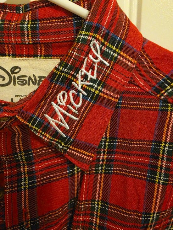 cakeworthy Tops - Disney Cakeworthy Mickey Mouse Plaid Button-Up Large